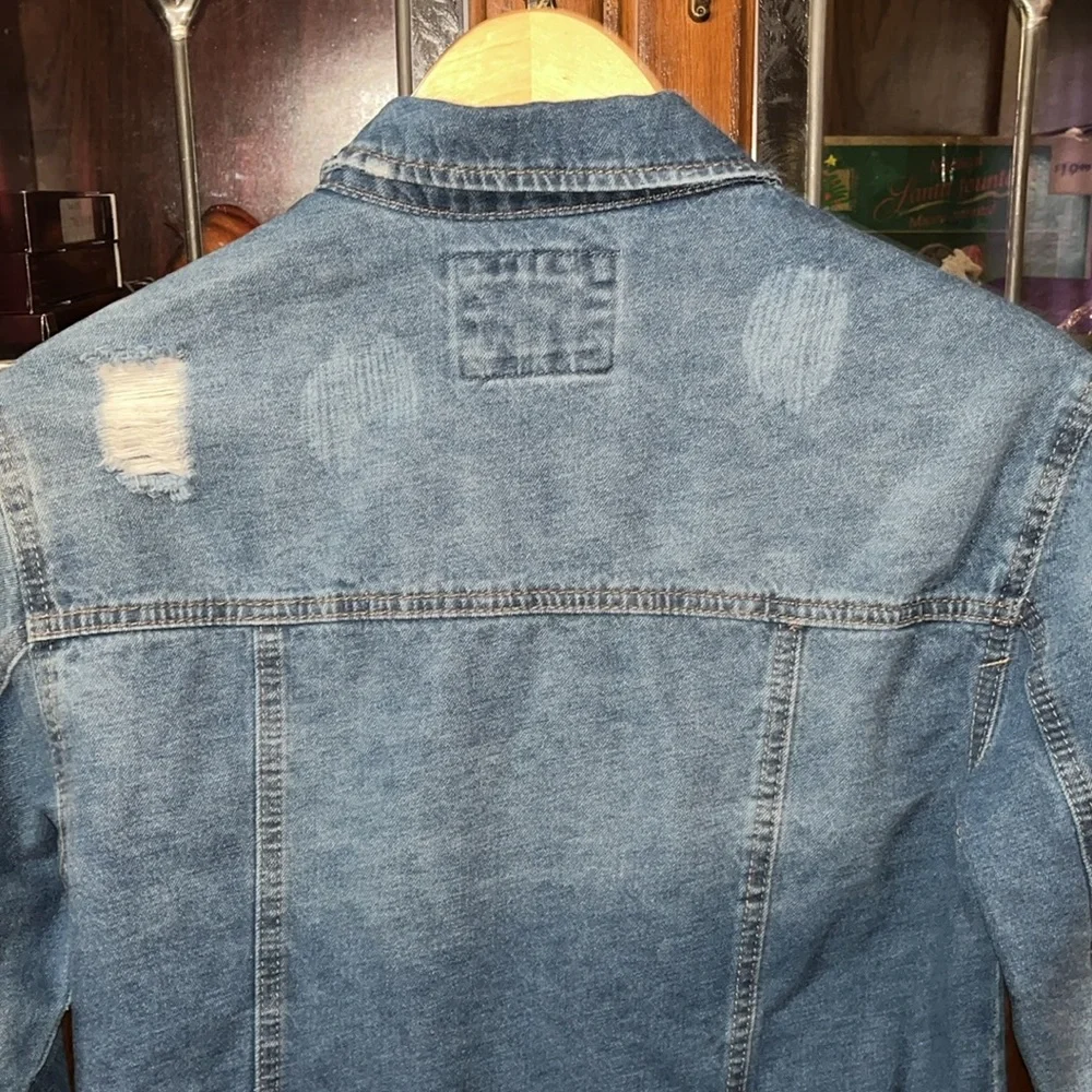 WAX JEAN Basic Denim Distressed Jean Jacket Size Small
